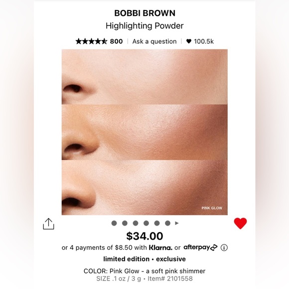 *Brand New*No Box* Bobbi Brown MINI Hifhlighting powder in “Pink Glow” - Picture 3 of 9